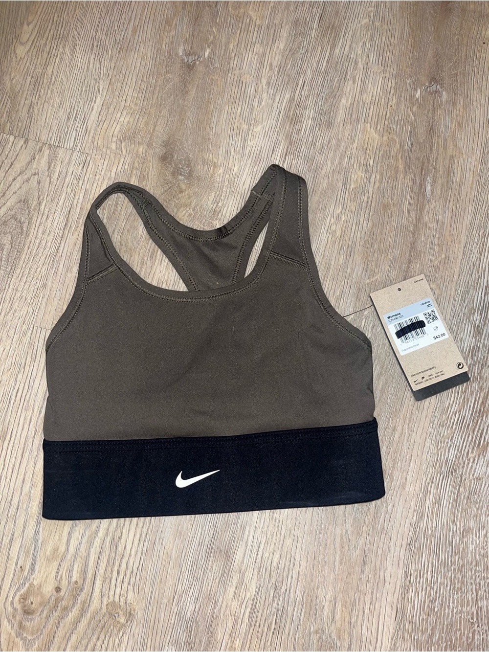 Nike Olive Green and Black Racerback Sports Bra